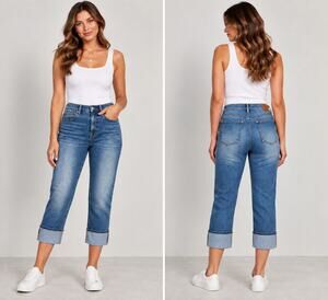 Frye Women's Mid Rise Straight Leg Crop Jeans Size 12/31 Blue Stretch Costco
